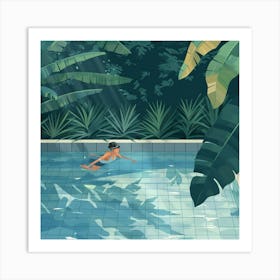 A Swimmer In A Pool Lofi Illustration 1718672147 3 Art Print