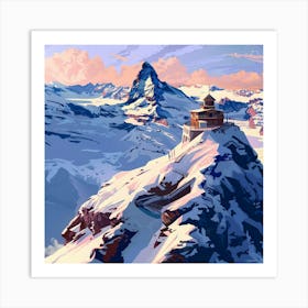 A Jungfraujoch In Switzerland Lofi Illustration Art Print