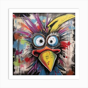 Abstract Crazy Whimsical Rooster Art Print