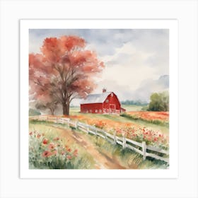50860 Watercolor Painting Of A Rolling Countryside, With Xl 1024 V1 0 Art Print