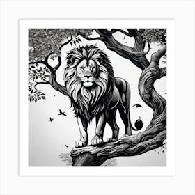 Lion In The Tree 12 Art Print