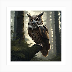 Owl In The Forest 85 Art Print