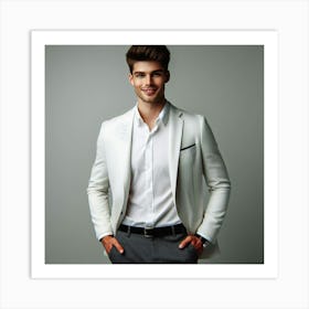 Portrait Of A Young Man In A White Suit Art Print