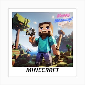 Happy Birthday Minecraft Art Print