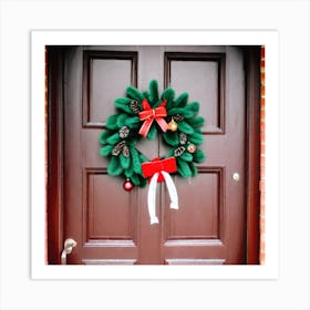 Christmas Decoration On Home Door (28) Art Print