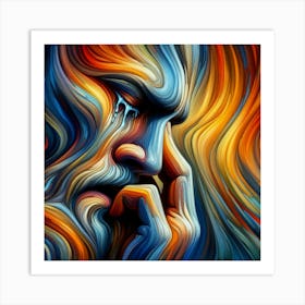 Abstract Man crying Art Print