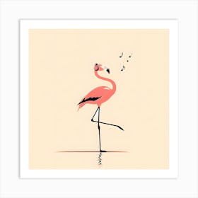 Flamingo Dancing to Music Art Print