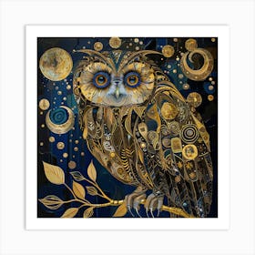 Enigmatic Owl in Style of Gustav Klimt Art Print