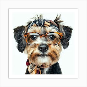 Dog With Glasses 71 Art Print