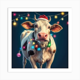 Santa Cow Art Print