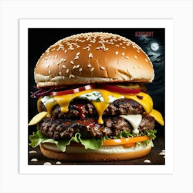 Burger At Night Art Print