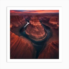 A Breathtaking View Of A Vast Canyon At Sunset, With Vibrant Colors Painting The Sky 3 Art Print