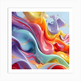 Cascade Of Colourful Waves Abstract Art Print