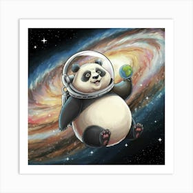 A Whimsical Illustration Of A Chubby Panda Floatin Art Print