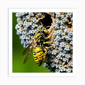 Wasp On A Flower Art Print