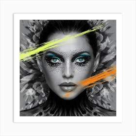 Girl With A Colorful Face Art Print