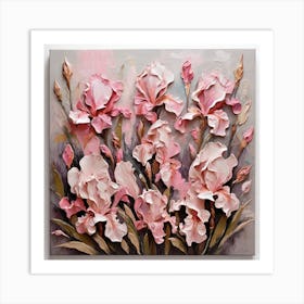 Pattern with pink Irises flowers Art Print