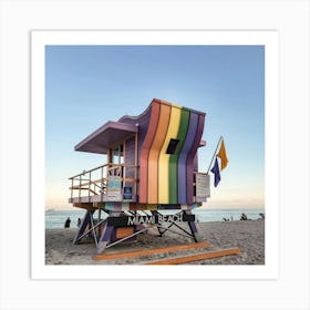 Lifeguard Stand At Miami Beach Art Print