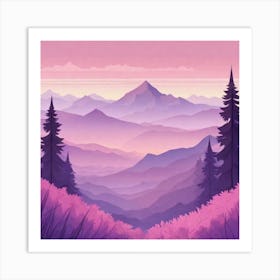 Misty mountains background in purple tone 96 Art Print