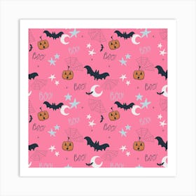 Halloween Pattern Pink Art Print