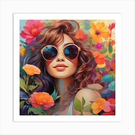 Girl With Flowers 12 Art Print