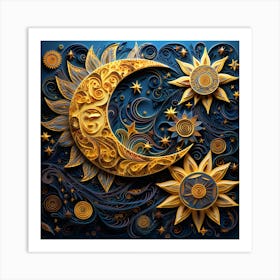 Moon And Stars 6 Art Print