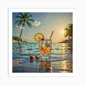 Tropical Cocktail On The Beach Art Print