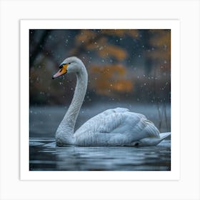 Swan In The Snow 1 Art Print
