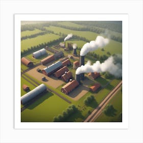 Aerial View Of A Factory 1 Art Print
