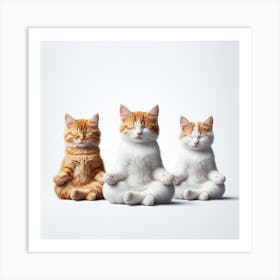 Three cats meditating 2 Art Print