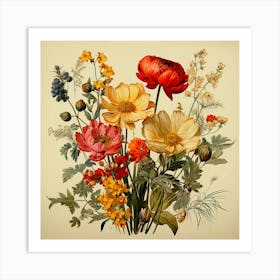 Stunning Boho Floral Arrangements: Wildflower and Herb Bouquets in Rustic Style, Flowers In A Vase Art Print