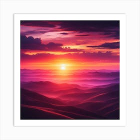 Sunset Over The Mountains Art Print