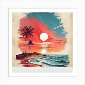 Sunset At The Beach,wall art, Art Print