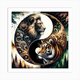 Lion And Tiger Yin Yang 1 Art Print