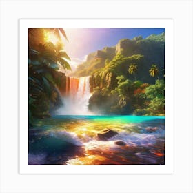 Waterfall In The Jungle 6 Art Print