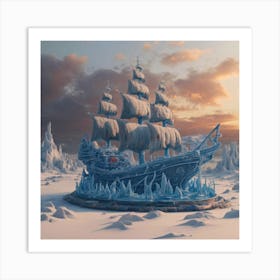 Beautiful ice sculpture in the shape of a sailing ship 14 Art Print