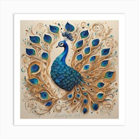 Illu Peacock ai-art-generator Art Print