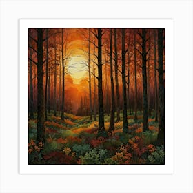 Abstract Depiction Of A Forest At Sunset 2 Art Print