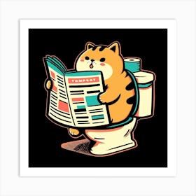 Cat Reading Newspaper Art Print