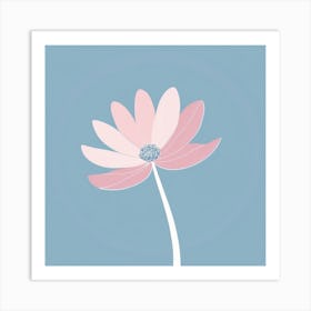 A White And Pink Flower In Minimalist Style Square Composition 400 Art Print