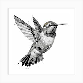 Colibri Fly - Abstract Line Art Illustration 186 Art Print