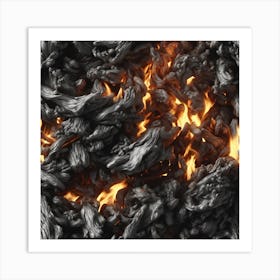 Black And Orange Fire Art Print