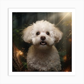 White Dog In The Forest Art Print