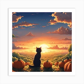 Sunset Cat Art Print