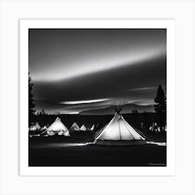 Teepees At Night 7 Art Print