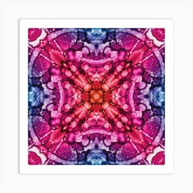 Red And Blue Watercolor Abstract Pattern And Texture Art Print