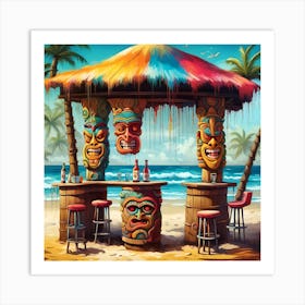 Tiki Bar Paradise By The Sea Art Print