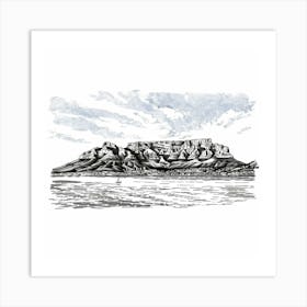 A Table Mountain In Cape Town Hand Drawn Sketch 1 Art Print