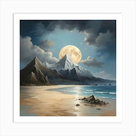 Full Moon On The Beach art print 1 Art Print