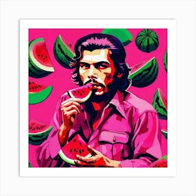 Che Guevara eating a watermelon Art Print